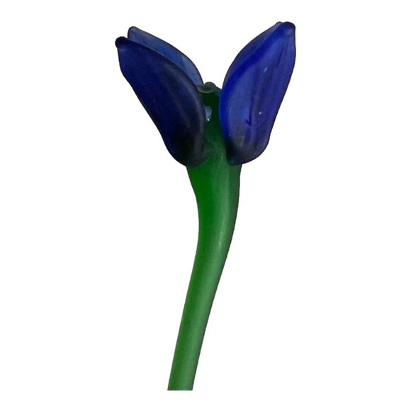 Hand Blown Cobalt Blue Mini Flowers Leaves frosted jack in‎ pulpit vase Murano? - Picture 8 of 14
